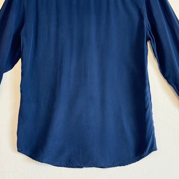 THE FABLE 100% Silk Button Up Shirt Women's Size 8 XS Blue Orchid Top Blouse - Picture 8 of 16